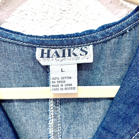 Denim Sleeveless collared button down romper Large - Picture 3 of 7